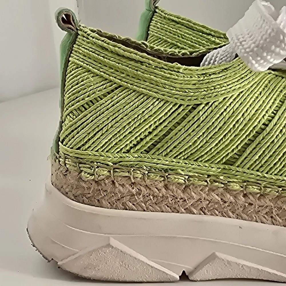 Star Love Lime Green Platform Espadrille Sneakers Size 38